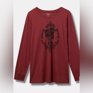 Torrid Gothic Cameo Victorian Skeleton design Burgundy Sweatshirt NWT Size 3X